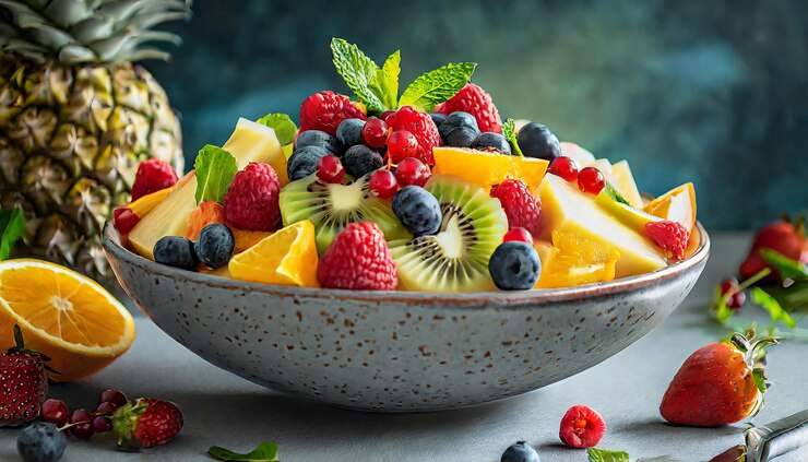 Salada de frutas de luciérnaga fresca fresa fresa frambuesa frambuese frambuesa