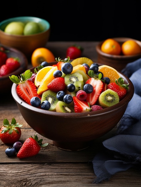 Salada de frutas vibrante con una mezcla de estacionales