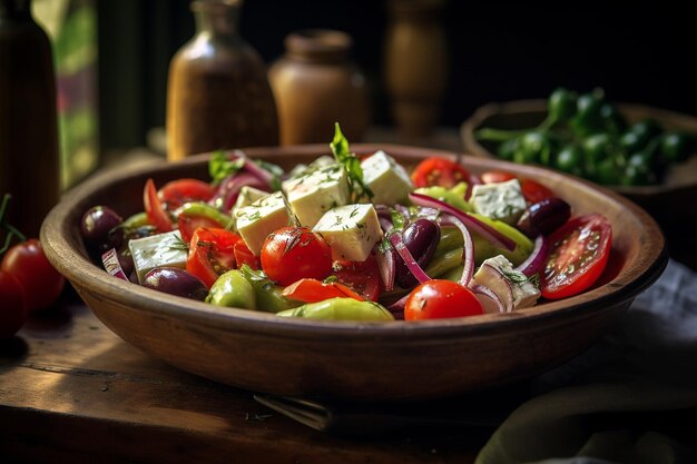 Foto salada grega com sabor fresco