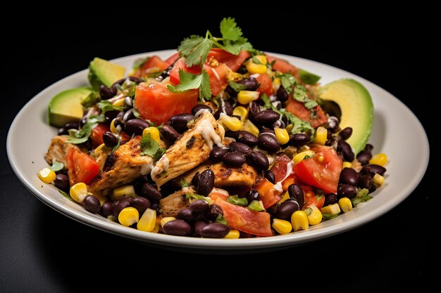 Salada de maíz de frijol de pollo a la parrilla