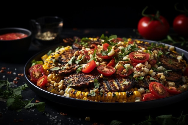 Salada de maíz a la parrilla y tomate