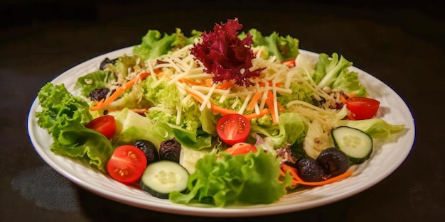 Salada mediterrânea refrescante com vegetais e verduras saudáveis