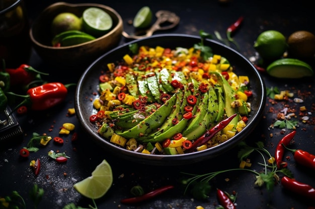 Salada mexicana colorida com abacate