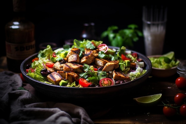 Salada de pollo picante y fiesta