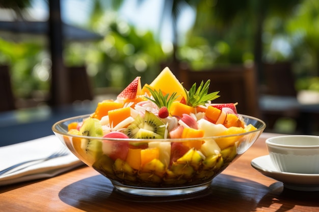 Foto salada refrescante de frutas tropicais inteligência artificial gerativa