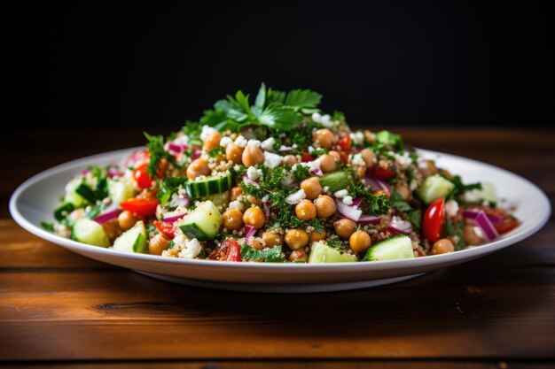 Salada saudável de quinoa e grão-de-bico