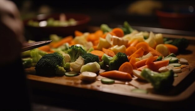 Salada vegetariana orgânica fresca pronta para comer gerada por inteligência artificial