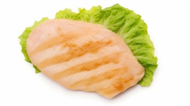 Salada verde com peito de frango assado na mesa branca da cozinha Alimentação saudável IA generativa