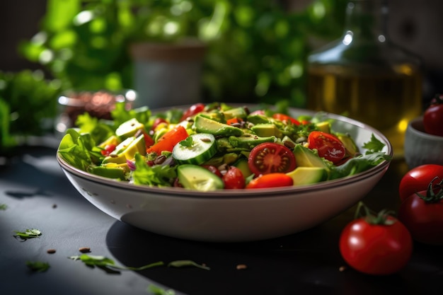 Salada verde saudável para energia e bem-estar