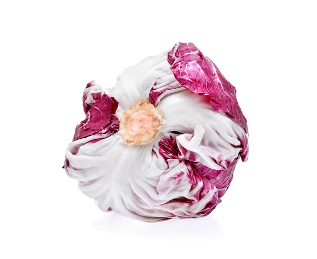 Foto salada vermelha de radicchio isolada no fundo branco