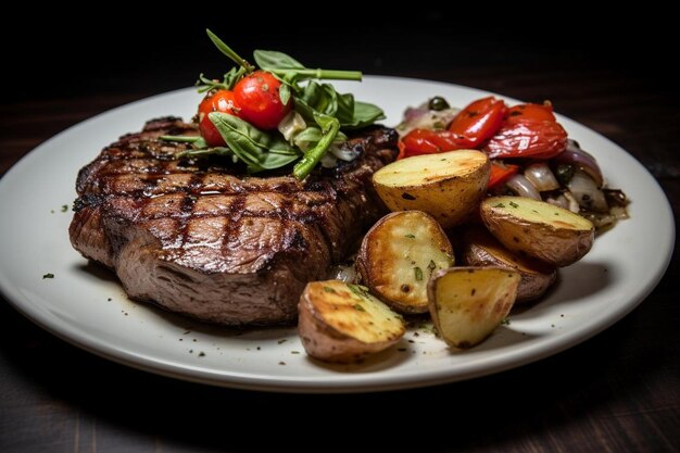 Salado a la parrilla Chuck bistec centro cortado y al horno de patatas placer