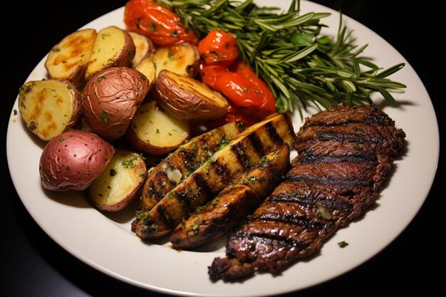 Salado a la parrilla Chuck bistec centro cortado y al horno de patatas placer