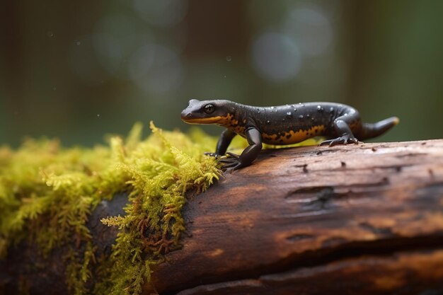 Salamandra descansando sobre un lo