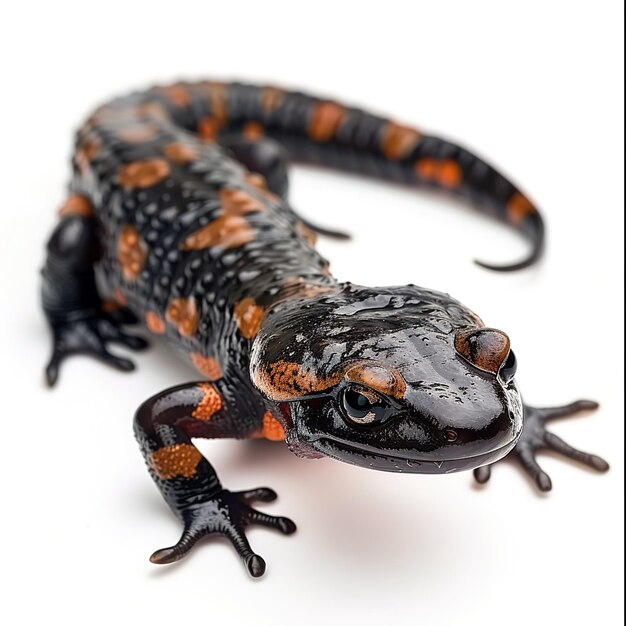 Foto una salamandra con fondo blanco identificación de trabajo 042f24f98f1842a68c22fbc5d06696b6