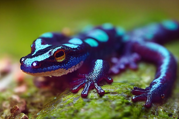 Salamandra con raro color púrpura nácar en estado salvaje