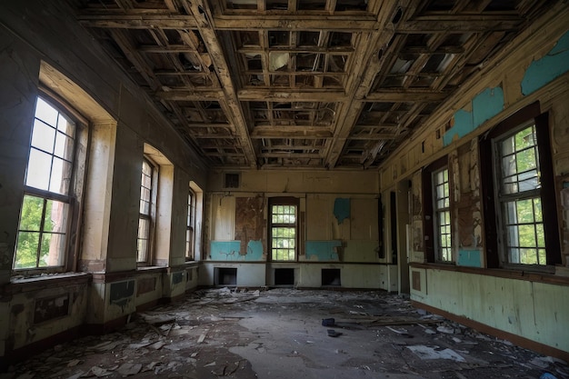 Foto salão abandonado em decomposição