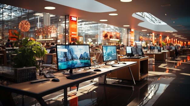 Foto salão centro comercial loja de equipamento digital e eletrônicos venda de laptops