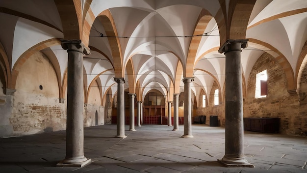 Salão com arcos em Santa Maria, Itália