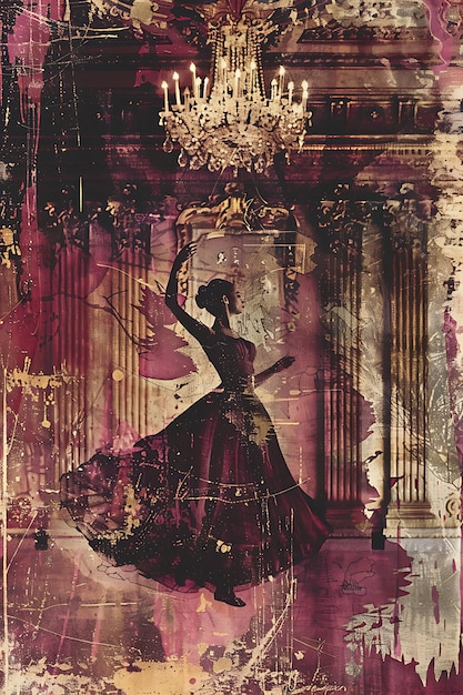 Salão de baile Belle Poque com textura de lustre dança vintage C ilustração decoração de fundo de tendência