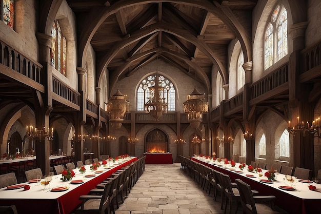 Salão de Banquetes Medieval Uma Festa Apropriada para Reis e Rainhas