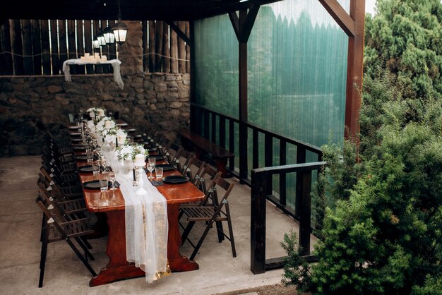 Foto salão de banquetes para casamentos, decoração de salão de banquetes, decoração atmosférica