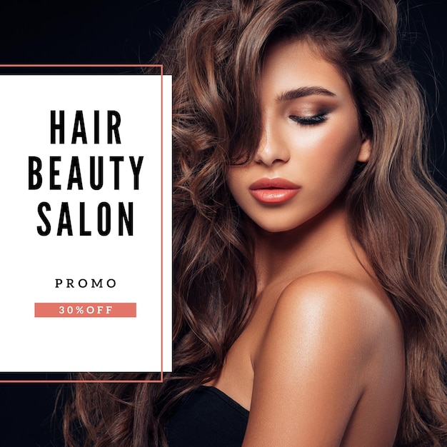 Salão de Beleza de Cabelos Negros Elegante Publicidade para