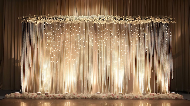 Salão de recepção de casamento elegante com belas flores e decoração leve