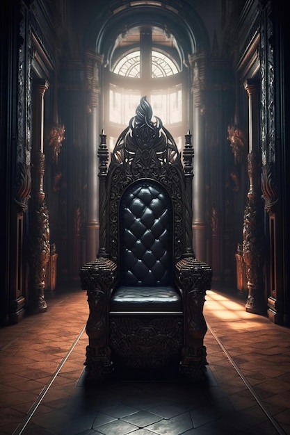 Salão do trono vazio decorado trono negro