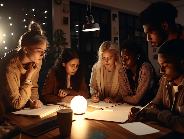 Foto salas de aula multiculturais diferentes grupos de alunos participam de aulas de línguas on-line