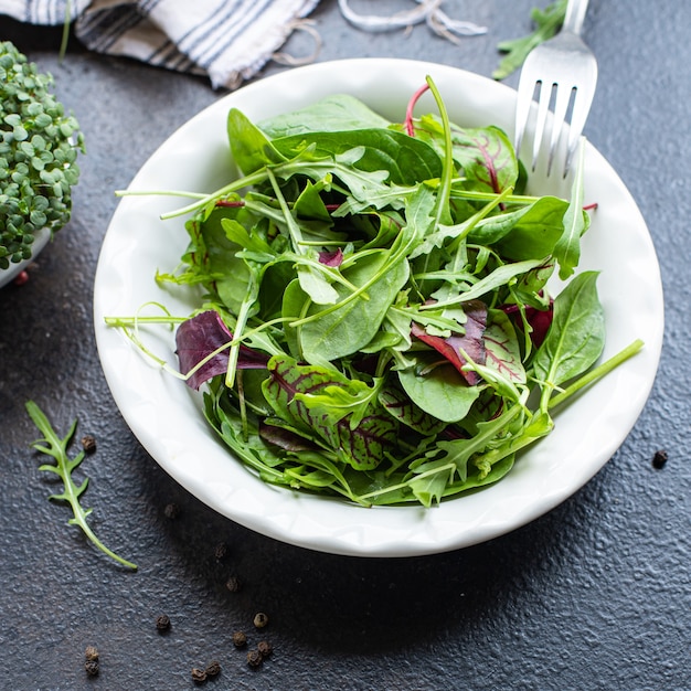 Salat grün mischen frische Salat Mangold Blätter Rucola Spinat Eisberg Romano Salat