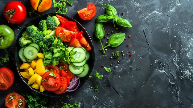 Salat mit frischem Sommergemüse Gesundes Gemüsesalat Diätmenü Veganische Lebensmittel generative ai