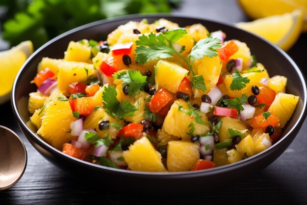 Salat mit gehackten Früchten und Gewürzen