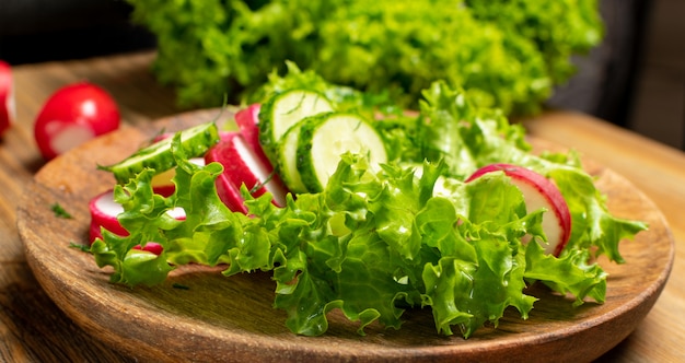 Salat mit Gurke, Radieschen und Gemüse