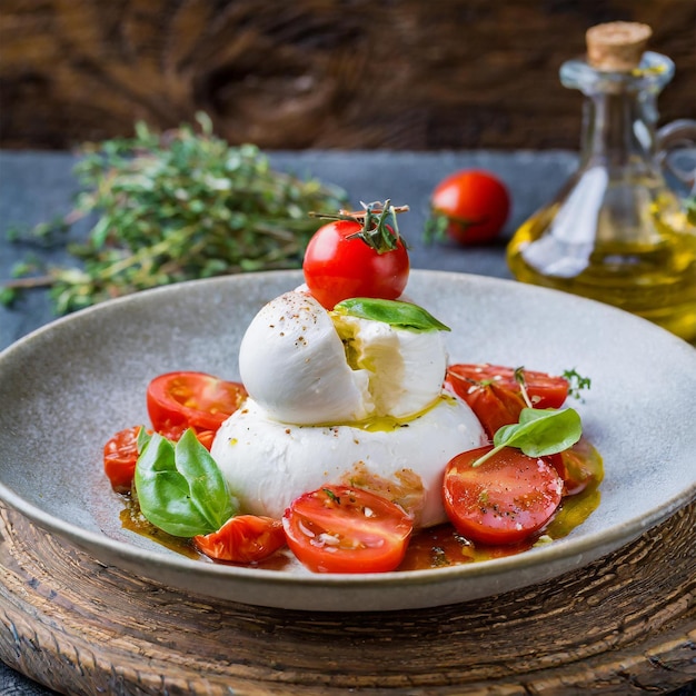 Foto salat mit mozzarella und tomaten