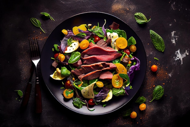 Salat mit Roastbeef und Gemüse