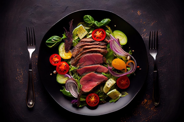 Salat mit Roastbeef und Gemüse