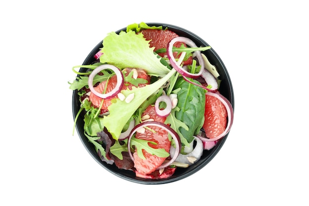 Salat mit roter Orange isoliert auf weißem Hintergrund