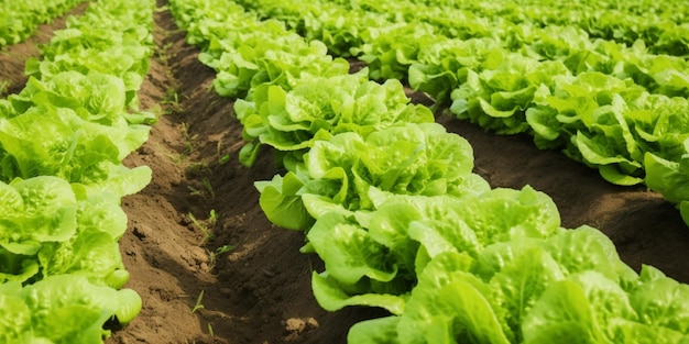 Salat wächst auf einem Feld