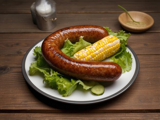 Foto salchichas a la parrilla con papas fritas y cerveza fría.