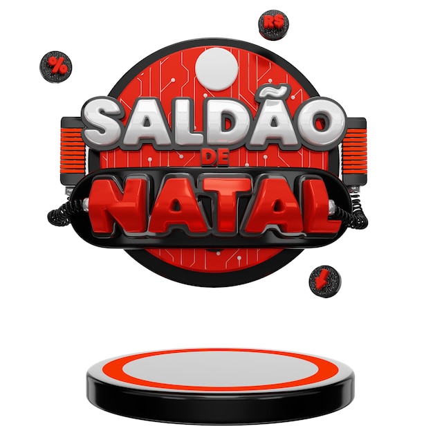 Saldao de Natal Selo 3D Render composicao soziale Medien Weihnachten rendern Natal Angebote