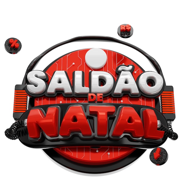 Saldao de Natal Selo 3D Render composicao redes sociales navidad render ofertas de natal ofrece