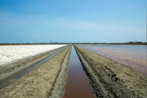 Salina, mineração de sal, Naklua na Tailândia