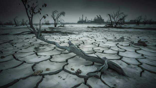 Foto salinidad del suelo agrietado desastre ecológico