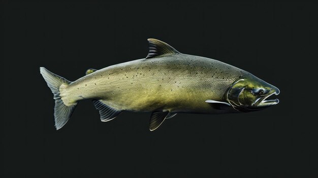 Salmão Chinook no fundo preto sólido