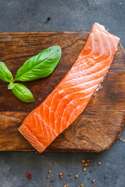 salmão fresco cru frutos do mar refeição saudável lanche na mesa cópia espaço fundo de comida