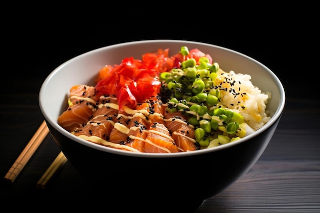 Salmão picante Teriyaki Donburi