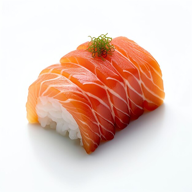 Salmão sushi em fundo branco ultra realista