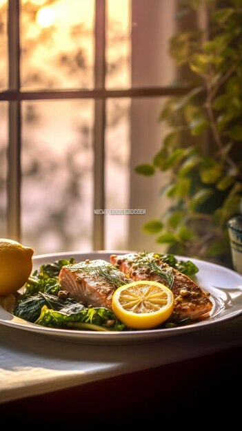 Salmón al horno con limón y verduras