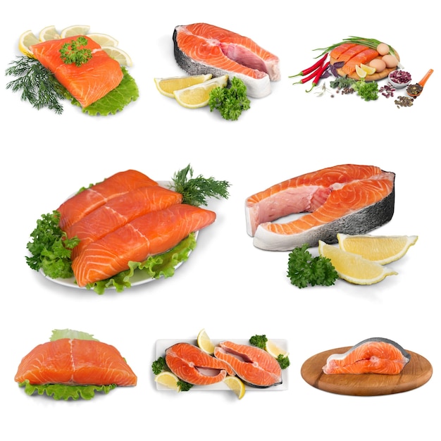 Salmón crudo fresco con sal y limón