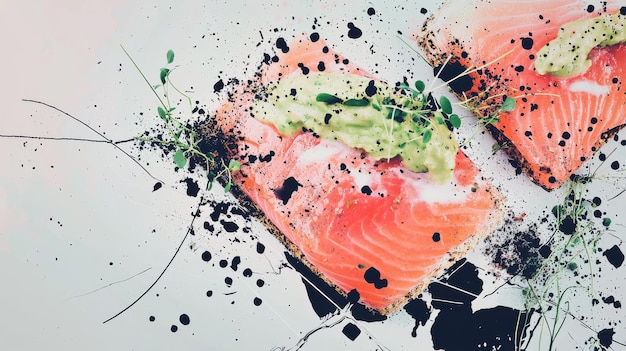 Salmón rico en omega-3 y tostadas de aguacate para un desayuno saludable